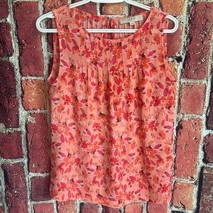 LOFT Orange And Peach pink women’s  Floral Sleeveless Blouse, Size small